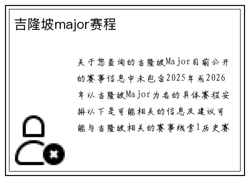 吉隆坡major赛程